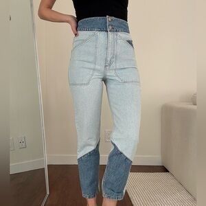 ba&sh High-Rise Blue Two-Tone Jeans